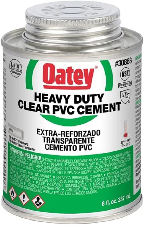 Oatey 30863 Heavy Duty Solvent Cement, 8 oz, Clear