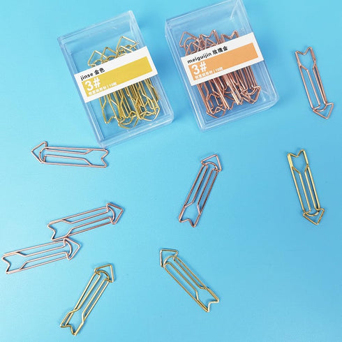 LUOZZY 40pcs Metal Arrow Shaped Paper Clips, Colorful Clips for Home, Office, School - Rose Gold + Gold