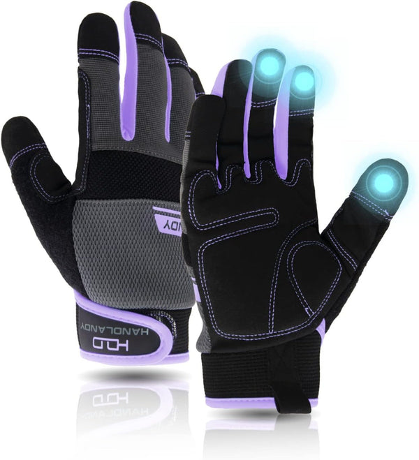 Utility Work Gloves for Women, Safety Mechanic Touch Screen Working Gloves, Flexible Breathable Yard Work
