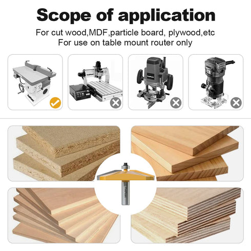 1/2 Inch 3-1/2-Inch FivePears Bevel Raised Panel Router Bit Shank for Making Cabinet Door, Diameter, Used