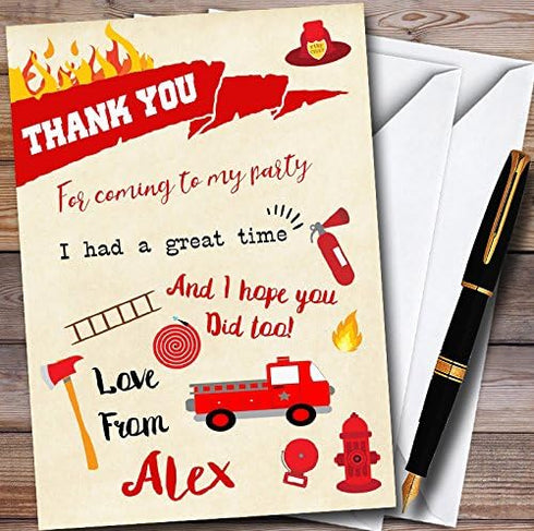 The Card Zoo Sound The Alarm Fireman Personalized Childrens Birthday Party Thank You Cards