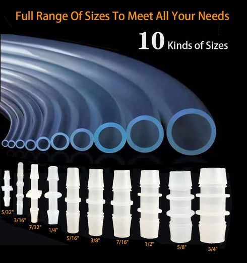 30Pcs Hose Barb Fittings Kit, Pipe Connector Joint Splicer for Aquarium Gas Liquid Air, 10 Sizes for Hose ID