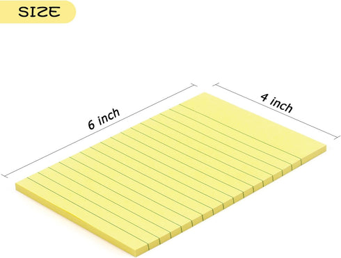Early Buy 6 Pads Lined Sticky Notes 4x6, Self-Stick Notes in 6 Pastel Colors, 45 Sheets/Pad