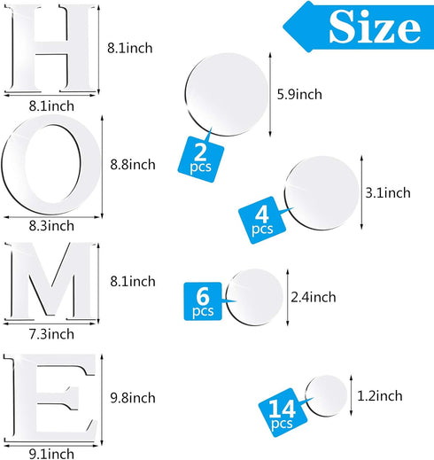Zonon 30 Pcs Living Room Wall Decor, DIY Acrylic Mirror Wall Letter Signs Stickers for Home Bedroom Living Room