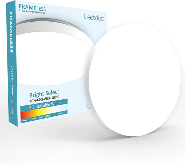 Leetdud Flush Mount LED Ceiling Light Wired, 9 Inch 18W, 5 CCT