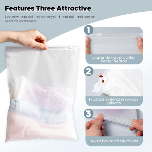 100Pcs Clothes Packaging Bags for Shipping, 6x9 inch Frosted Zipper Plastic Bags for Travel Storage, Clear Apparel Bag