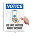 14 10 inch 55 SmartSign x Notice - Use Hand Sanitizer Before Entering Sign, Digital Printing, mil HDPE Plastic, Blue