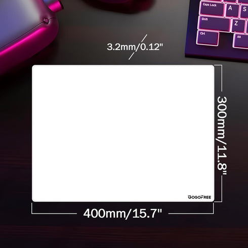 WIYIXI (15.7'' 11.8'') Glass Gaming Mouse Pad, Professional Esport Tempered Glass Mouse Pad Ultra-Smooth Micro-Etched