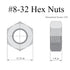 Juvielich 180pcs #8-32 304 8-32 Hex Nut, Stainless Steel, Hex Drive, UNC Small Nuts Fasteners, SAE Replacement Nut