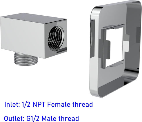Aquaiaw Wall Supply Elbow with Flange, Tapered 1/2 NPT Female Inlet, Polished Chrome