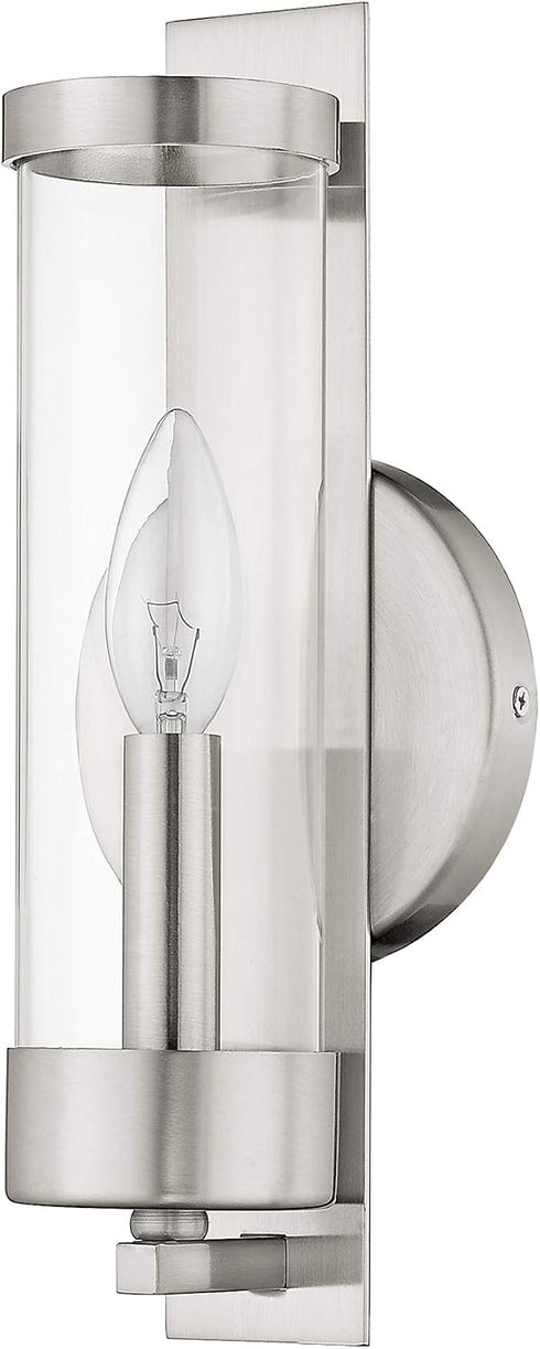 10141-91 Livex Lighting Brushed Nickel Wall Sconce with Clear Glass
