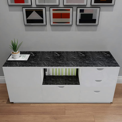 YENHOME Black Marble Contact Paper, 17.7"X118", Peel and Stick Wallpaper for Countertops, Glossy Marble for Bathroom