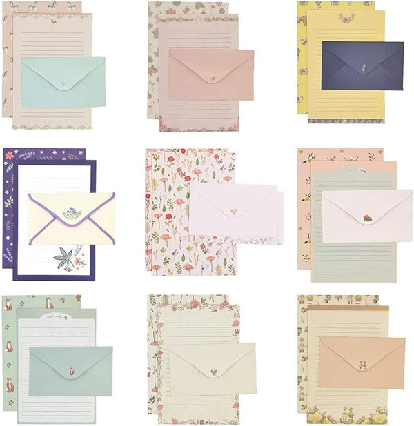 Fulanfudi 81pcs Stationary Paper and Envelopes Set, Contain 54 stationery paper and 27