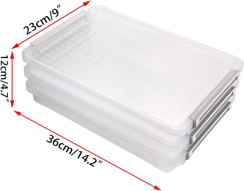 BTSKY 3 Pack A4 Plus Clear Plastic Stackable Storage Box, Desk Paper Organizer with Buckle, Document Holders