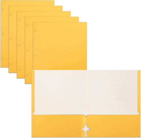 Better Office Products Two Pocket Portfolio Folders, 50-Pack, Yellow, Letter Size