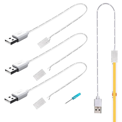 USB to COB LED Strip Light Solderless Connectors, 1.64 ft Plug-and-Play USB