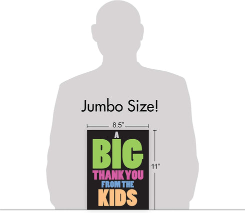 NobleWorks Big Thanks From The Kids, Teacher Parent Thank You Greeting Card with Envelope, Extra Large