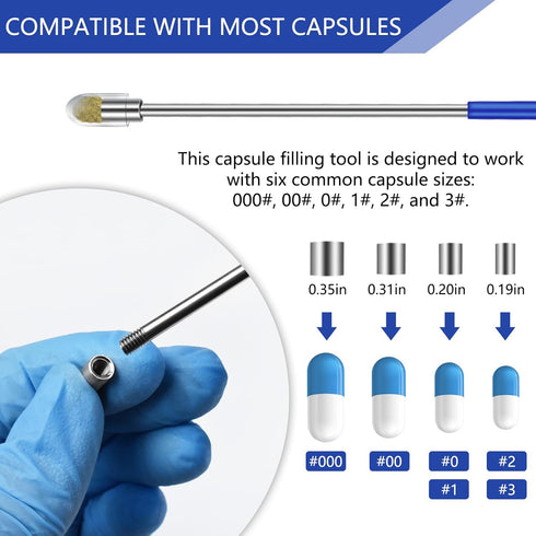 Artcome 12 PCS Capsule Filling Tool Kit for Pill Filler - Ideal Tools for Medication and Supplements