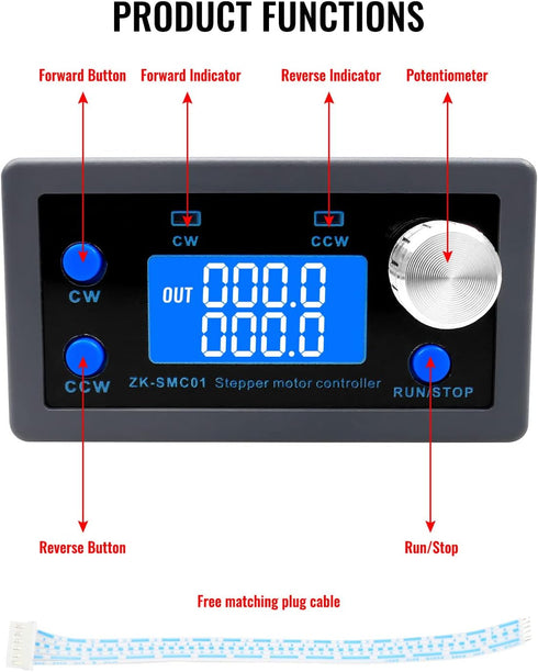EMIHO 5-30V Nema17/23 1/128 Stepper Motor Controller DC Fit for Motor, Micro-Step Resolution Forward Reverse Delay Time