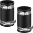 2 Pcs Flexible TPE Coupling with Stainless Steel Clamps for Plastic and Copper Plumbing Connections, Black (1-1/2