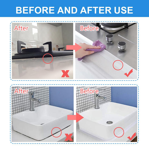Bathroom Corner Caulking Tape, Self-Adhesive Sealing Tape, 1.5 inch x 10.5 feet, White, for Sink and Bathtub