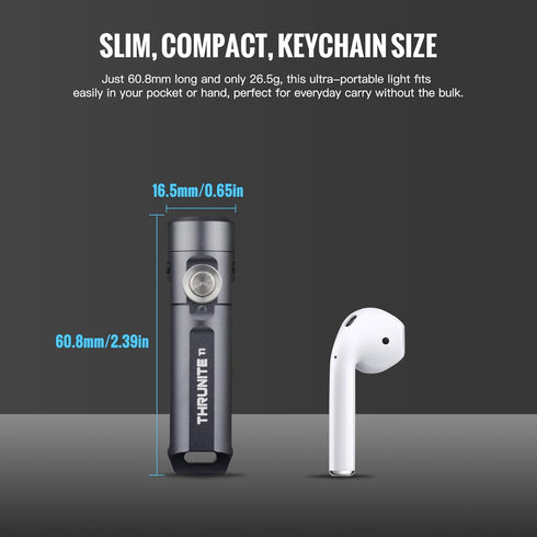 650 ThruNite Ti Mini Keychain Flashlight, USB-C Rechargeable EDC Pocket Light, Bright Lumens Small Keychain Gadget