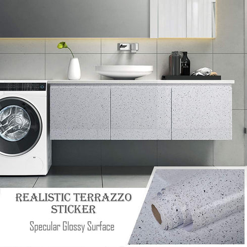 Glossy Marble Paper for Countertop, Waterproof Peel and Stick Wallpaper Granite Sticker 15.7 197 Easy to Install
