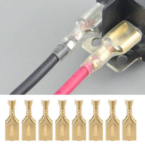 100 Pcs 7.8Mm Female Quick Disconnect, Brass Plug and Pull Type Connector, 8mm Female Spade Terminal