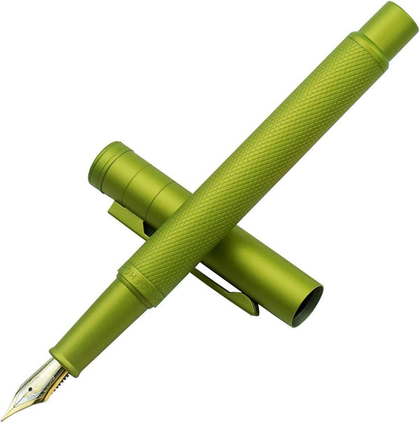 Hongdian Green Forest Metal Fountain Pen, Beautiful Tree Texture, Fine Nib Writing Office Pen
