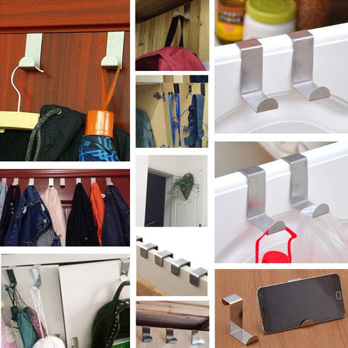 8 PCS Over The Door Hooks, Z-shaped Reversible Sturdy Hanging Hooks, Hold up to 11Lbs, Stainless Steel