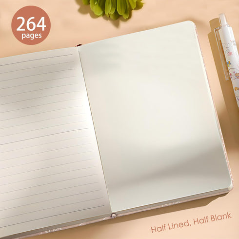Fabric Pocket Notebook for Women, Daisy Printed Cloth Hardcover Journal, A6, 264 Pages, 4x6 Small Lined & Blank