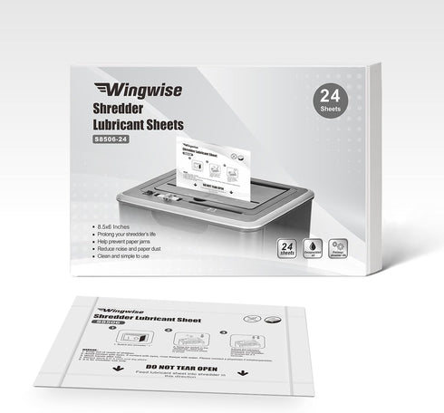 Wingwise 24-Pack Shredder Lubricant Sheets, 8.5 x 6 Inches, Sharpens Blades & Prevents