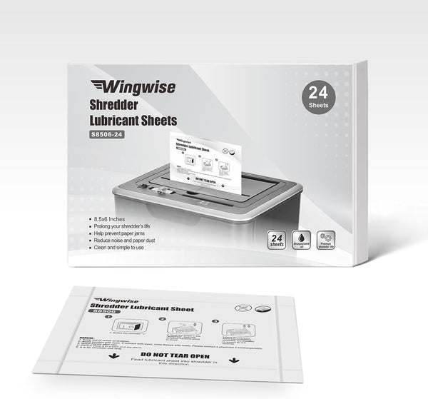 Wingwise 24-Pack Shredder Lubricant Sheets, 8.5 x 6 Inches, Sharpens Blades & Prevents