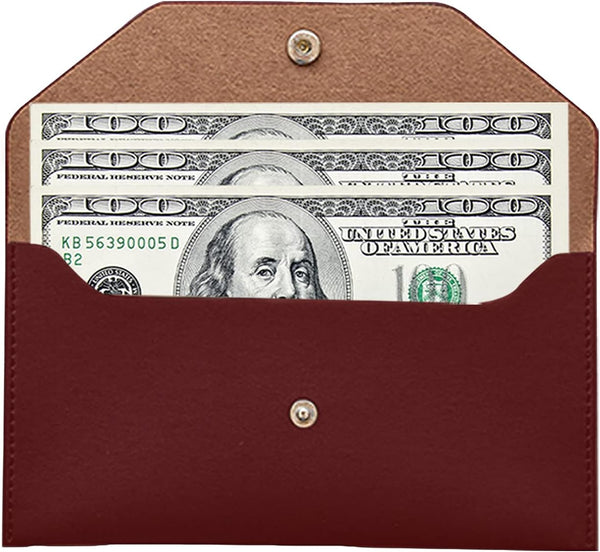 Carrotez Cash Envelopes, Reusable PU Leather Money Envelopes for Cash Gifts, 1 ea, Letter Engraving - Burgundy