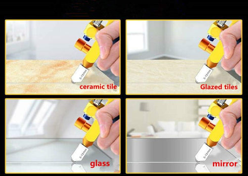 Glass Tile Cutter, 2 in 1 New Design Cutting Tool with Extra 6 Blades for Glass, Mirror, Ceramic Tile, Glazed Tiles