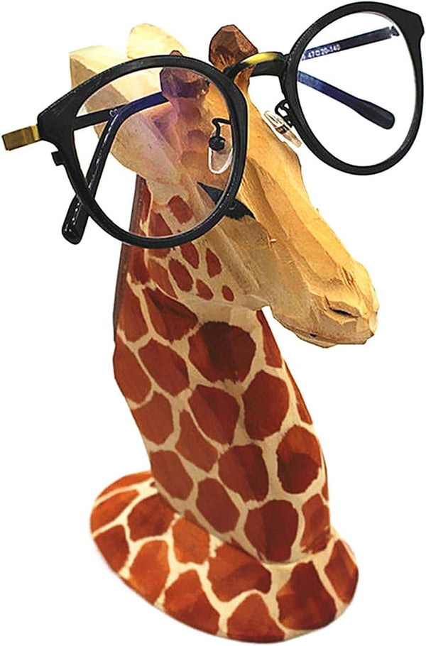 TANG SONG Creative Wood Hand Carved Eyeglass Holder Handmade Giraffe Stand for Office Desk Home Decor Gifts