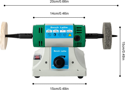 320W Jewelry Polisher, Bench Buffer Polisher Jewelry Grinder Bench Lathe Polishing Buffing Machine Variable Speed