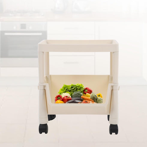 Compact Rolling Cart, Movable Storage Organizer, Mobile Utility Cart Kitchen Under Desk Cart with Caster Wheels, Multi