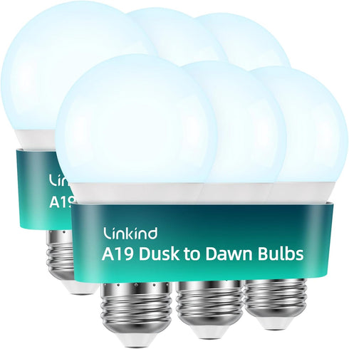 Linkind Dusk to Dawn Light Bulbs Outdoor, A19 Sensor Led Bulbs Automatic
