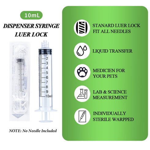 100 Pack 10ml Syringes Luer Lock with Cap, 10cc Syringe without Needle for Liquid, Individual Sterilized Wrapped