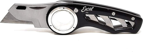 Excel Blades Revo Folding Pocket Utility Knife, Heavy Duty Box Cutter with Holster, Anti-Slip Grip, Quick Change Blades