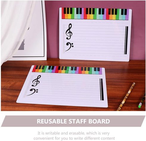 TEHAUX 4pcs Dry Erase Music Staff White Boards, 11 x 8 Inch Erasable Music Whiteboard for Kids Students Musicians