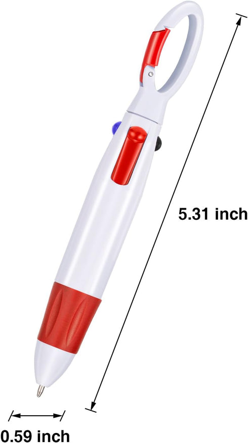 TecUnite 15 Pieces Shuttle Pens Retractable Multi-color Ballpoint Pens with Buckle Keychain for Office School