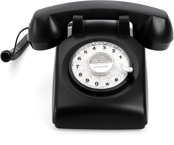 Dicunoy Retro Rotary Dial Telephones, Vintage Corded Landline Phone for Home, Black