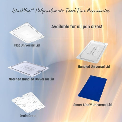 Carlisle FoodService Products Clear Polycarbonate 1/6 Size Universal Flat Food Pan Lid for Catering and Buffets