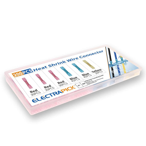 ELECTRAPICK 200Pcs Heat Shrink Butt Connectors, Waterproof Insulated Electrical Terminals Kit