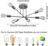 6 (8028-6C) Modern Ceiling Light Fixture, Sputnik Chandelier Lights, Mid Century Vintage Industrial Pendant Lighting