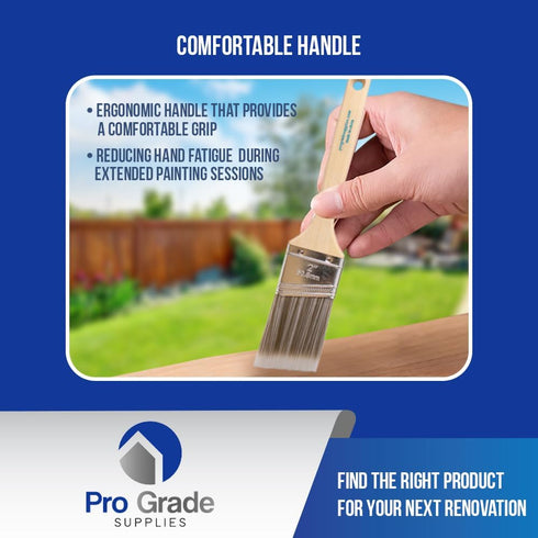 Pro Grade Paint Brush Set - 3-Pack, 2" Angle Brushes for Latex and Oil Paints, Home Improvement Use