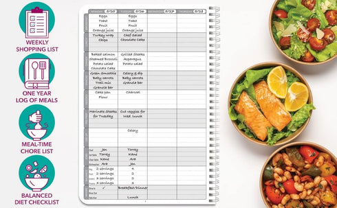 BookFactory Meal Planner Journal, Food Prep Log Book, Wire-O TransLux Cover, 106 Pages, 6'' x 9''