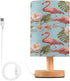 ALAZA Flamingos Tropical Flowers Monstera Bedside Table Lamp with USB Port for